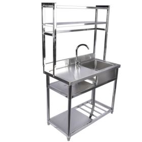 39.4in Stainless Steel Utility Right Sink, Single Bowl Sink for Kitchen, Garage