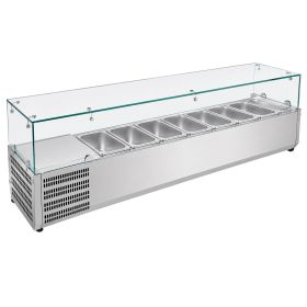 71"Commercial Refrigerated Prep Rail 2.1 Cu.Ft Sandwich Salad Condiment Station Glass Guard ETL