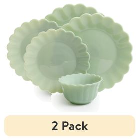 (2 pack)Timeless Beauty 3-Piece Dinnerware Set, Jade