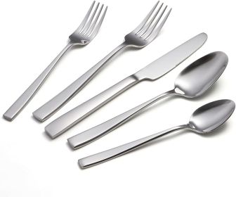 40 Piece Silverware Sets with Unique Handles, Premium Stainless Steel Flatware Set for 8