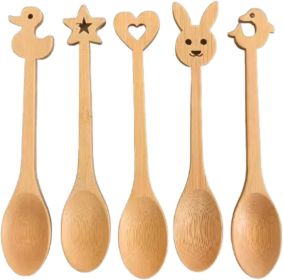 5 PC Bamboo Spoons, 6.3 inch Small Wooden Eating Spoon, Tiny Wood Honey Teaspoon for Coffee and Tea, Ice cream, Little Wooden Spoons For Daily Us