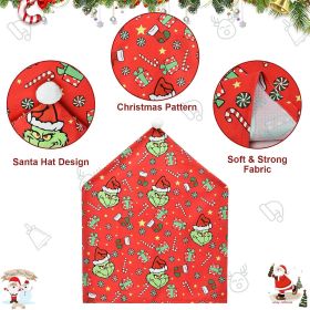 Christmas Chair Covers, Red Xmas Chair Back Cover for Christmas Dinning Room Decoration, Santa Claus Hat Slipcover (4pcs)