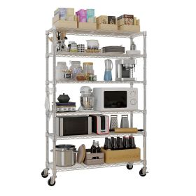 6 Tier Removable and Freely Adjustable NSF Certified Wire Shelving Unit with Wheels Heavy Duty Metal Storage Rack for Kitchen Garage Pantry Comme